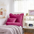 Rainha® Velvet Dutch Euro Pillow - With Ruffled Flange - Vibrant Pink