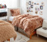 Brown Dorm Bedding Cozy Faux Fur Twin XL Bedspread Set Luxury College Comforter Designer Blanket