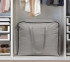 Zipper Tote Dorm Room Organization Space Saving Bedding Storage Bin Dark Gray Moving Bag with Carrying Handles and Clear Window