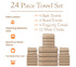 24 Piece Complete Beige Towel Set with Bath Sheet and Washcloths Dorm Bathroom Essentials