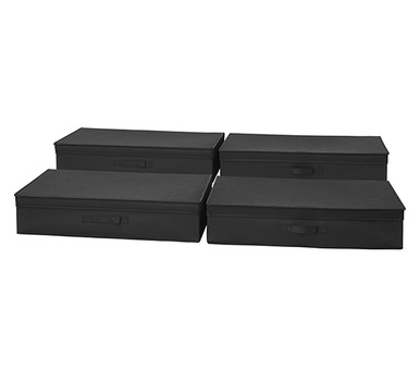 TUSK® Underbed Folding Box 4-Pack - Black - Space Saving Dorm