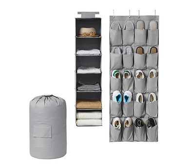 TUSK® 3-Piece College Closet Pack - Gray (Over Door Shoe Version)