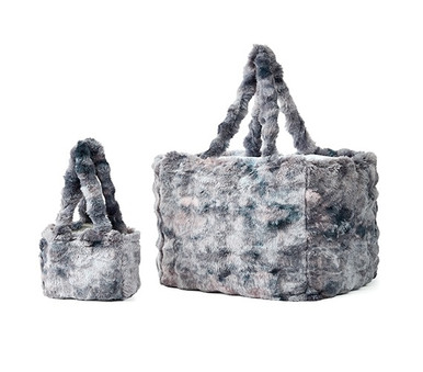 Designer Oversized Tote Bag - Faux Fur Purse Extra Large Messenger