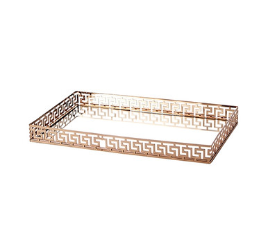 Luxury Dorm Room Decor: Egnazia - Rose Gold Metal Mirror Tray