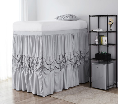 Neutral Twin XL Dust Ruffle - Alexandra Glacier Gray Bed Skirt