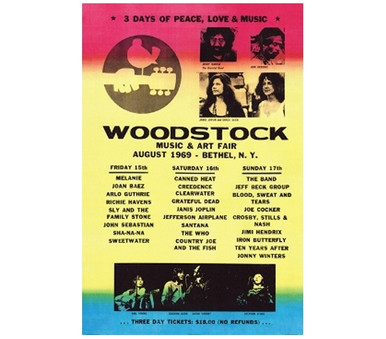 Woodstock Lineup Poster Posters For Cheap Dorm Supplies Wall Decor