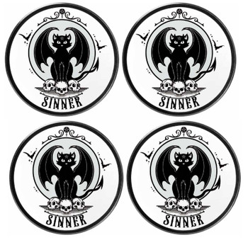 Sinner Black Cat Coasters