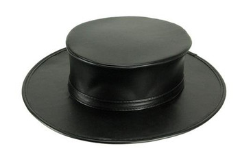 KBW Black Leather Look Plague Doctor Hat Adult Halloween Costume Accessory