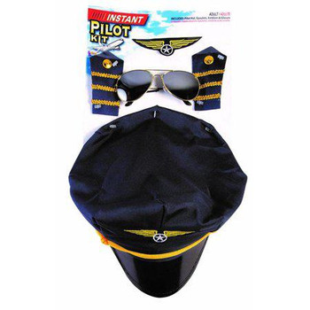 PILOT Mens Adult Aircrew Captain Halloween Accessory Kit