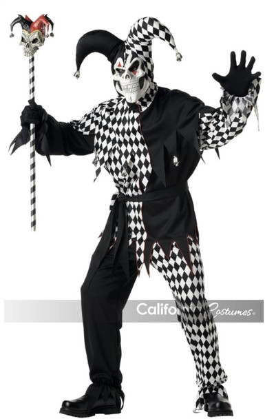 Black & White Evil Jester Adult Costume