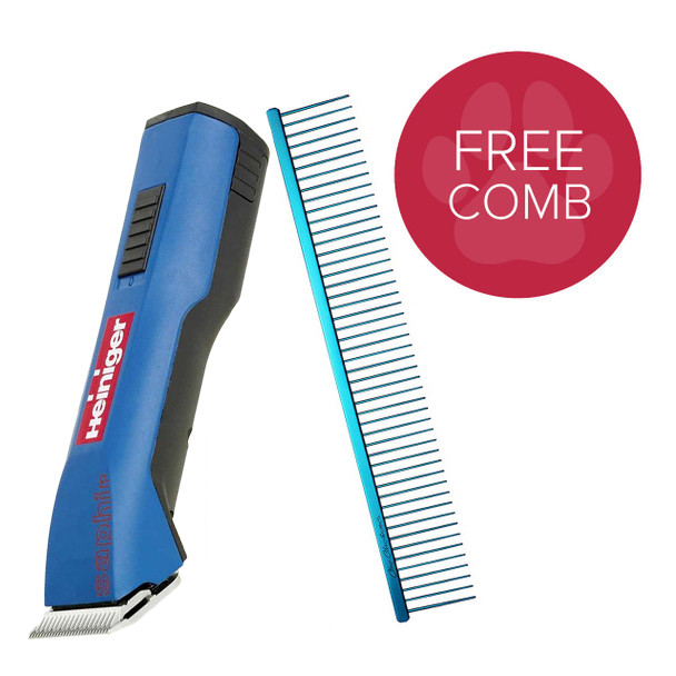 Heiniger Saphir Cordless Clipper - Blue with Free Chris Christensen Comb