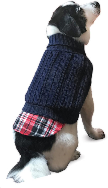 Fashion Pet Untucked Cable Navy Dog Sweater