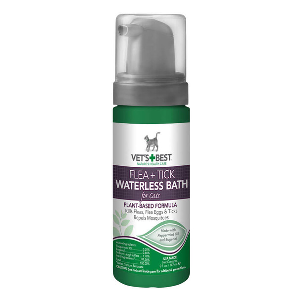 Vets Best Flea and Tick Waterless Foam Bath for Cats 5oz