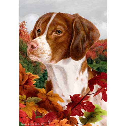 Fall Leaves Full Size Flag Brittany Spaniel