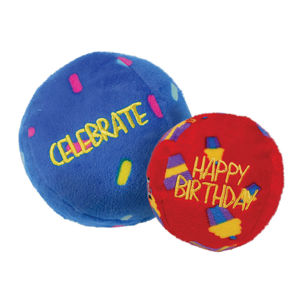 KONG Occasions Birthday Ball Plush Toy 2-Pack