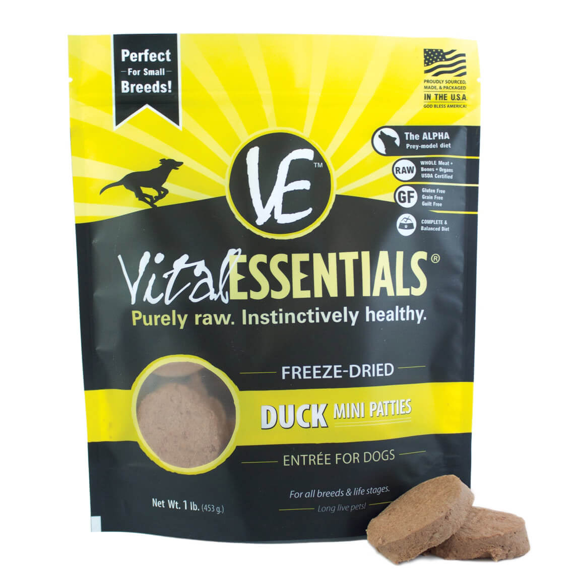 Vital Essentials Freeze Dried Mini Patties 16oz Duck