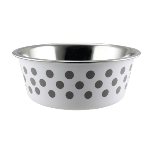 IndiPets White Polka Dot Buster Bowl - Small 14oz