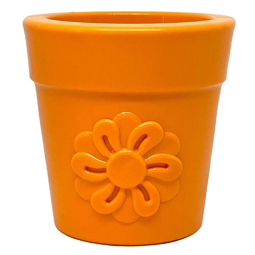 SodaPup Rubber Toy and Treat Dispenser - Orange Flower Pot
