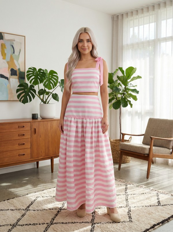 Bubblegum stripe maxi set
