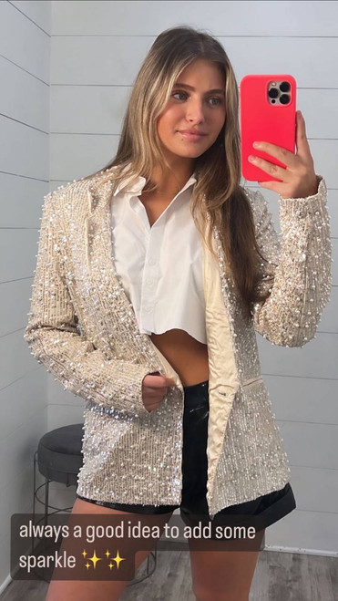 Sequin pearl blazer