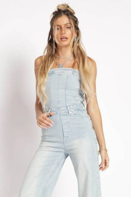 Corset denim jumpsuit