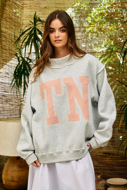 TN pinstripe mock neck sweatshirt