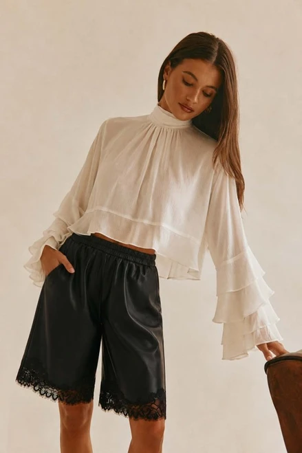 Ghost Ruffle Mock-Neck Blouse