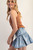 Drawstring denim ruffle mini