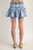 Drawstring denim ruffle mini