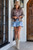 Drawstring denim ruffle mini