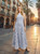 Light sky flower embroidered maxi