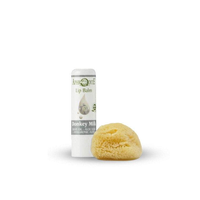Aphrodite Donkey Milk Lip Balm and Facial Sponge Set