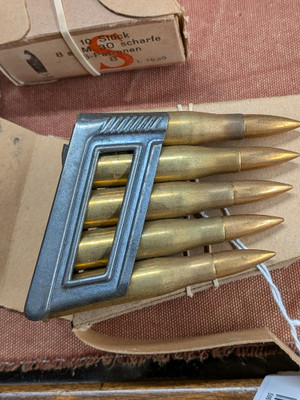 3 Boxes of 8 X 56 WW2 German Ammunition in Original boxes with End Blocks