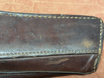 WW1 German C96 Red Nine Stock Leather set, 1916 dated and Unit Marked