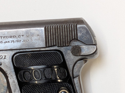 Colt 1908 Hammerless Vest Pocket Pistol Made in 1921