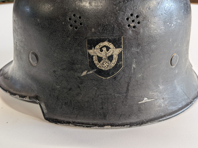 WW2 German Fire Police Double Decal Helmet with Liner