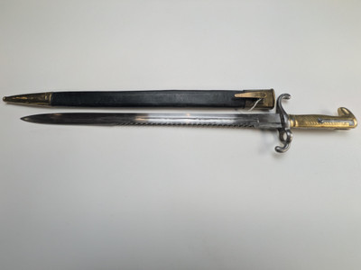 Rare German 71 Sawback Bayonet - All Matching with Unit Marking
