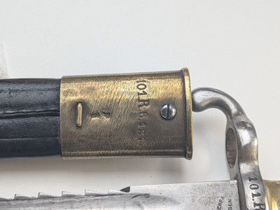 Rare German 71 Sawback Bayonet - All Matching with Unit Marking