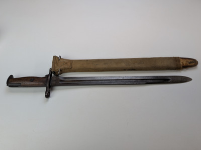 WW1 1903 Bayonet - RIA 1910 dated W/ Canvas Scabbard