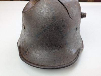 WW1 Imperial German M17 Helmet Wartime Original Camo - Damaged
