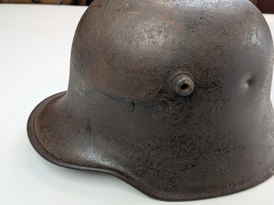 WW1 Imperial German M17 Helmet Wartime Original Camo - Damaged