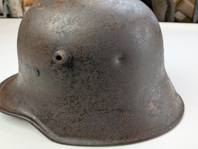 WW1 Imperial German M17 Helmet Wartime Original Camo - Damaged