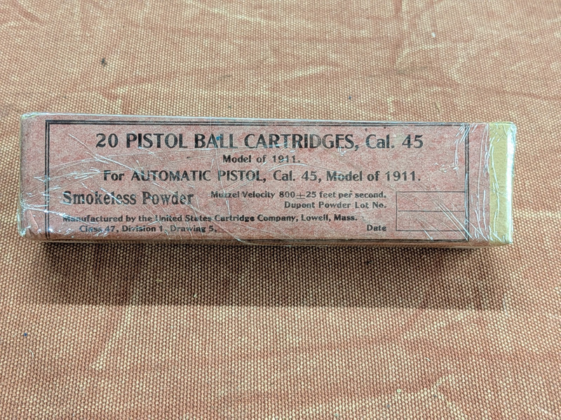 WW1 and WW2 US .45 Caliber Ammunition in Original Sealed Boxes