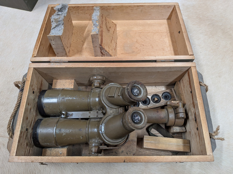 WW2 Japanese Anti Aircraft Binoculars in case with Bring Back Documents