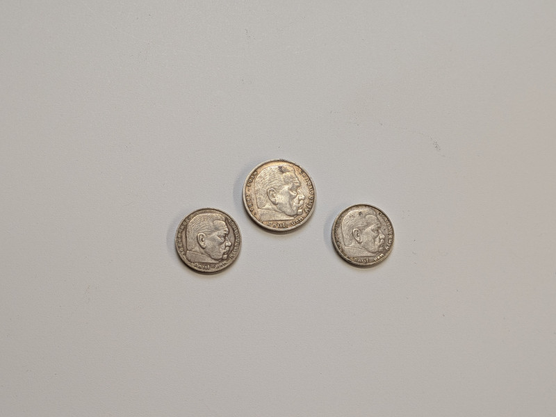 Lot of 3 Silver German Reichsmark Coins