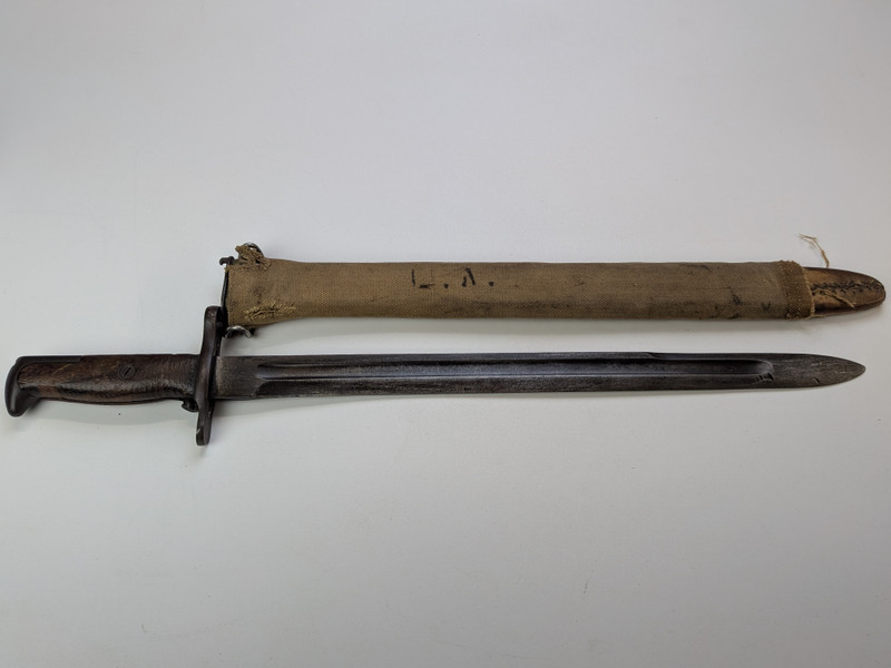 WW1 1903 Bayonet - RIA 1910 dated W/ Canvas Scabbard