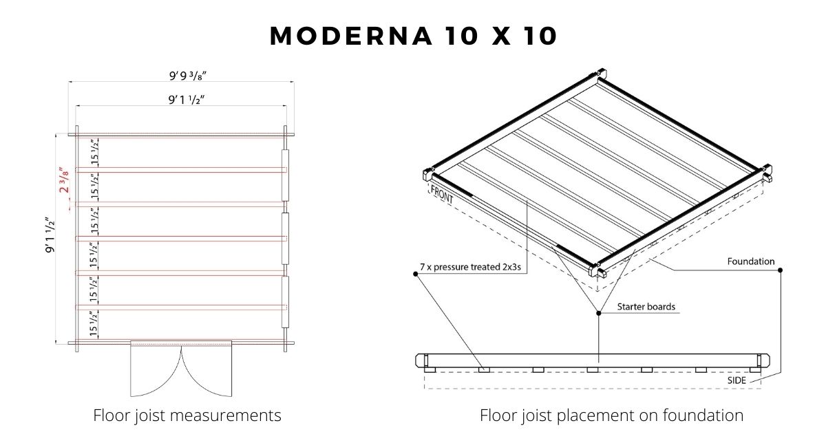 Floor joist and foundation diagram, Moderna 10x10