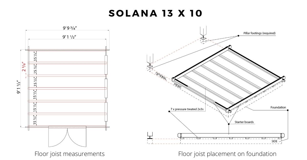 Floor joist and foundation diagram, Solana 13x10