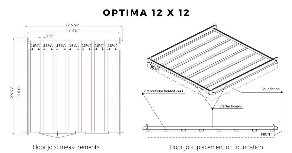 Floor joist and foundation diagram, Optima 12x12