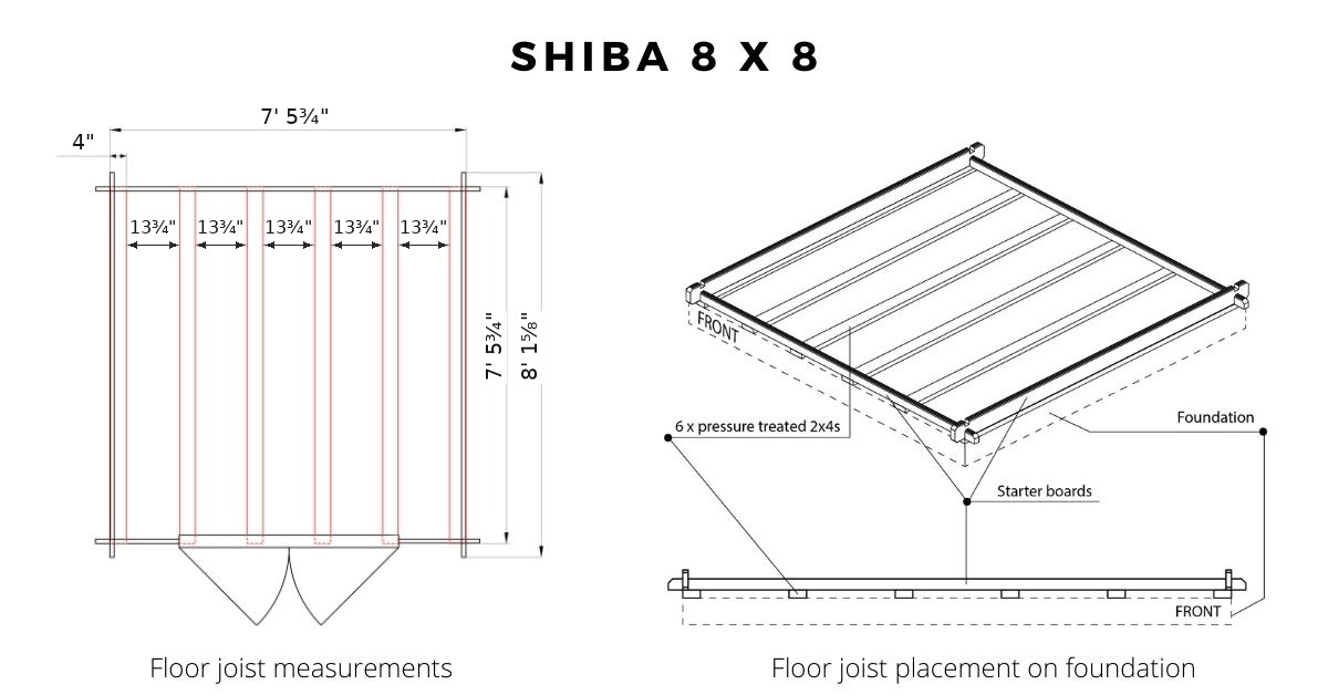 Floor joist and foundation diagram, Shiba 8x8
